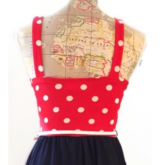 Navy and Red, polka dot dress - Picture 4 of 4